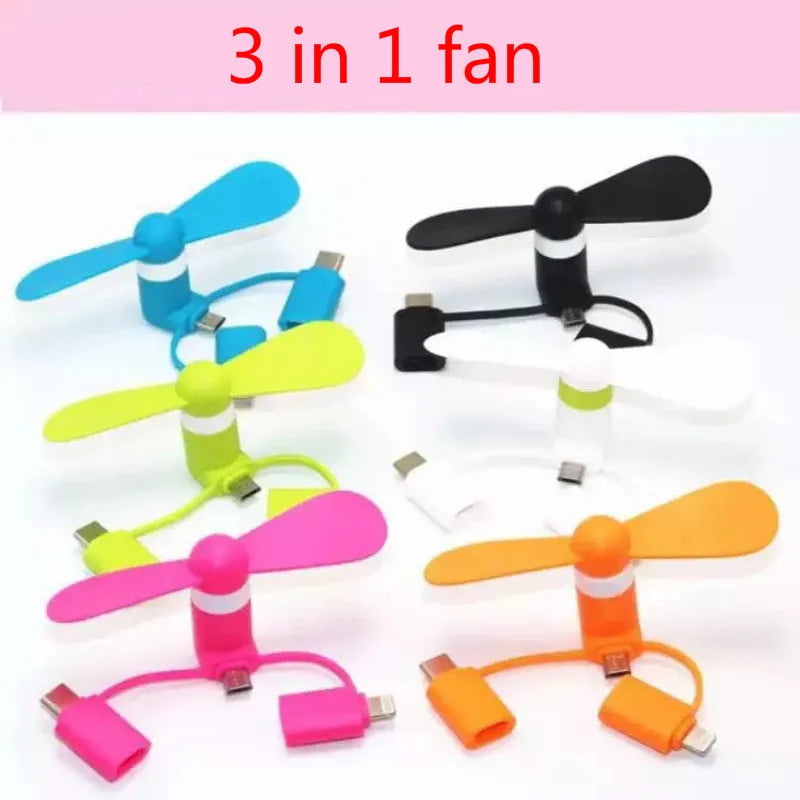 Portable 3 IN 1 Travel Cell Phone Mini Fan