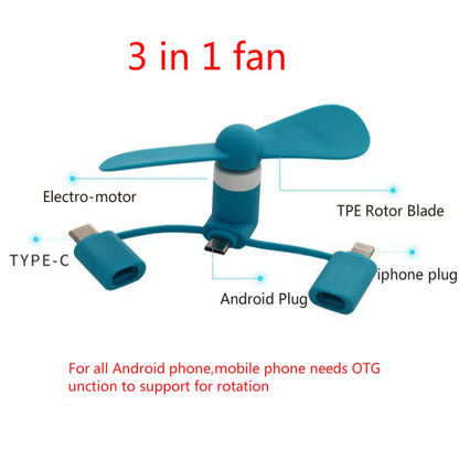 Portable 3 IN 1 Travel Cell Phone Mini Fan