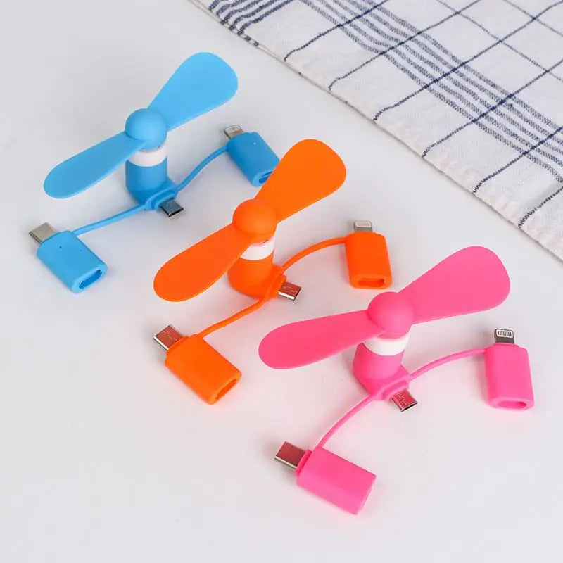 Portable 3 IN 1 Travel Cell Phone Mini Fan